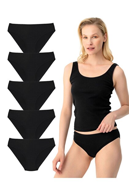 Women's Organic Cotton 5-Piece Ribbed Slip Panties