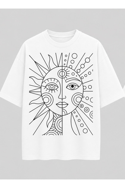 Vintage Line Art Relaxed Fit White Unisex T-Shirt | Retro Sketch Design
