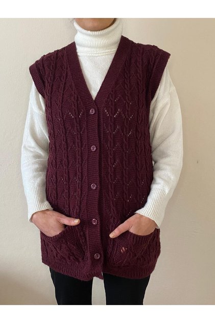 Women's Knitwear Plus Size Double Pocket Buttoned Mother's Vest