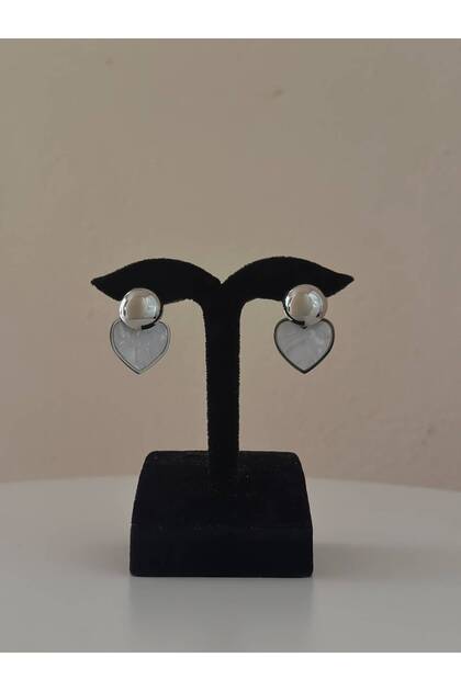 Silver Color Earrings with Heart Detail