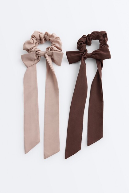 2 long bow hair scrunchies