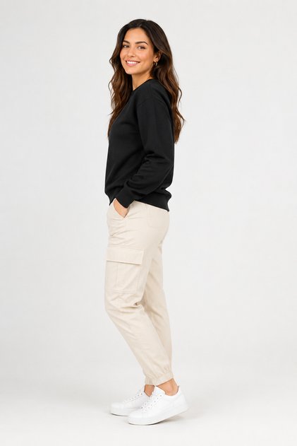 Women's Street Fashion Crew Neck Black Sweatshirt