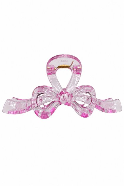Transparent Pink Bow Design Hair Clip Stylish and Convenient Claw Clip for Women