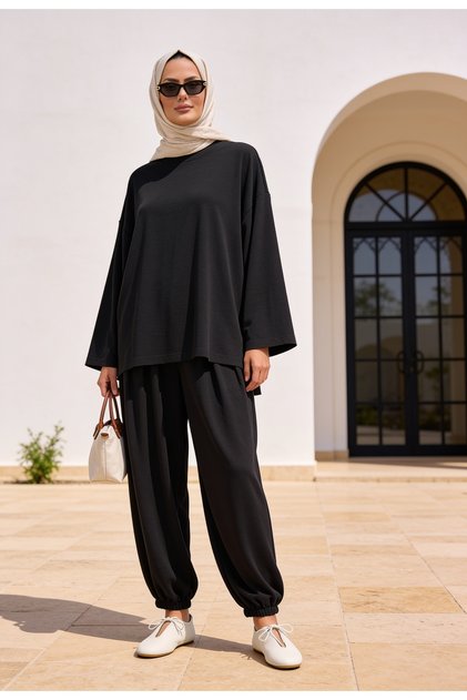Pike Modal Shalwar Trousers Model Oversize Suit – Black