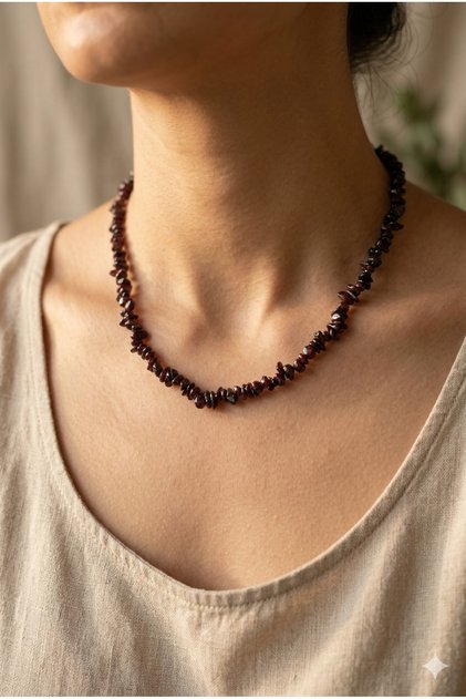 Handmade Lal Natural Broken Stone Special Design Necklace