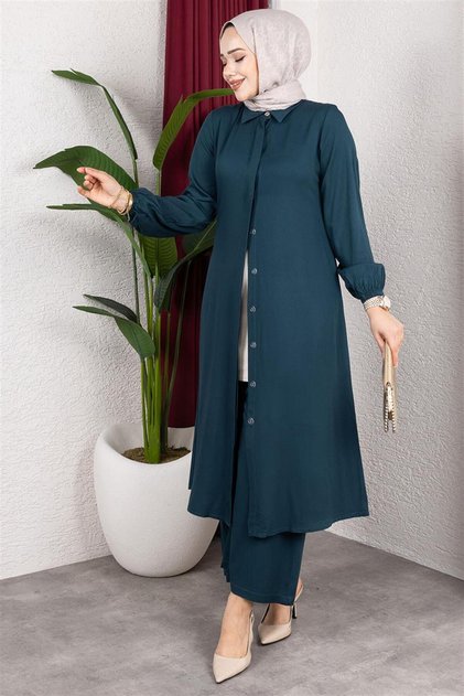 Long Hijab Set Petrol