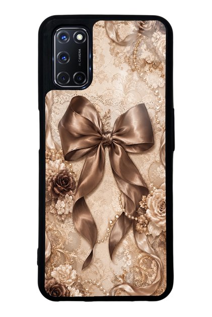 Oppo A52 Glossy Phone Case with Bronze Pearl Design