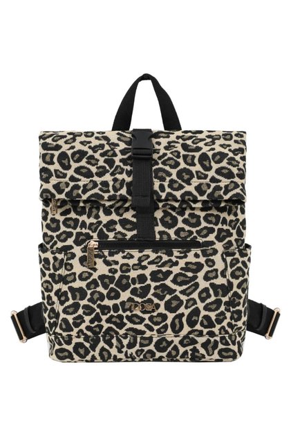 Γυναικεία τσάντα πλάτης 23226 μπεζ με animal print