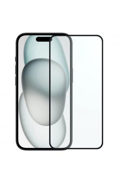 Folie de sticlă securizată, pentru Apple iPhone 16 Plus, cu adeziv integral, margini negre, transparentă