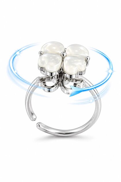 Women's Steel Clover Stress Ring Adjustable Color Does Not Fade
