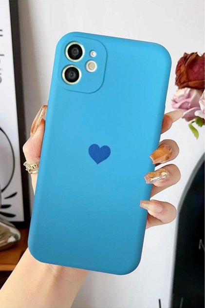 iPhone 11 Compatible Shock Absorbing Blue Heart Logo Phone Case