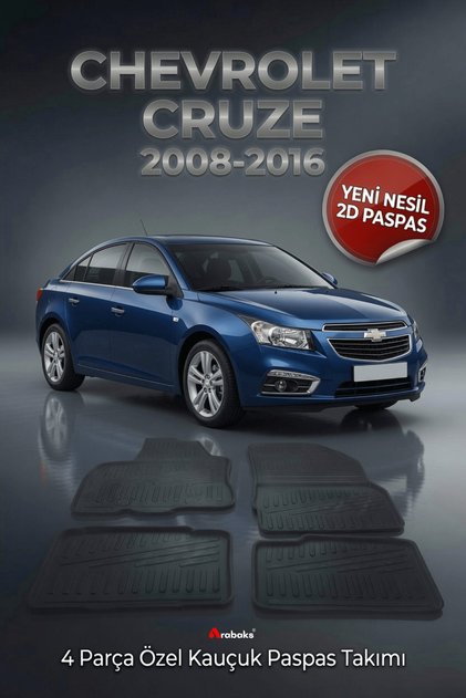 CHEVROLET CRUZE 2008-2016 4 Parça YENİ NESİL 2D Kauçuk Paspas Takımı - Özel Kesim Tam Uyumlu