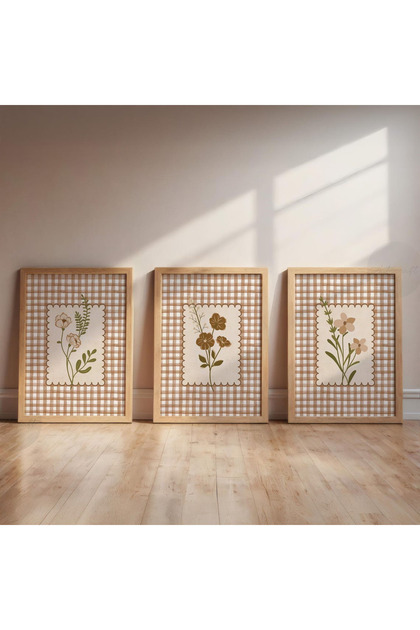 3 Parça Çerçeve Görünümlü Ahşap Mdf Tablo Seti Set1163