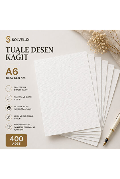 Tuale Desen Kağıt Dokulu Yazıcı Uyumlu Hobi ve Davetiye Kağıdı 315 Gr A6 10,5x14,8 cm 400 Adet