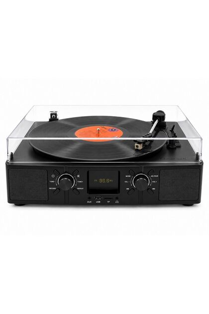 Crownwell Pikap Bluetoothlu Pikap Plakçalar Ekranlı Radyolu Pikap Gri Renk Turntable Record Player Vegas C-11