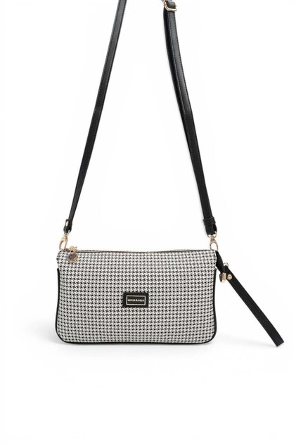 Black - Black Houndstooth Plaid Women's Crossbody Bag Sp1291