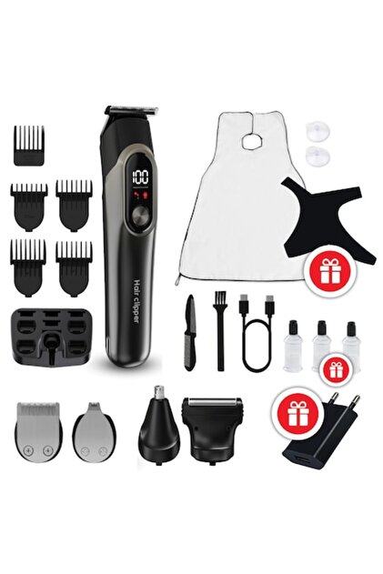 Aparat tuns barba si par 5in1 GDTLINE®, trimmer reincarcabil, contur precis, set ingrijire barbati, pelerina barbierit, 3 rezerve ulei, sablon ghidare barba, incarcator USB