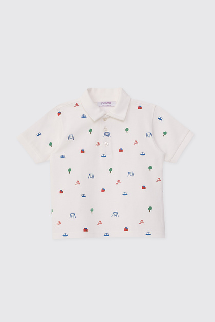 Baby Boy Polo Collar Ecru T-Shirt