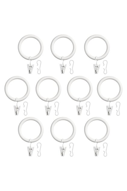 10 Pieces Curtain Ring Diameter 38 mm Curtain Hanging Device Hooked Curtain Hanger White Color 00654653