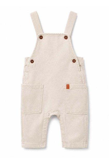 Benetton Baby Boy Thick Strap Fabric Jumpsuit Ecru