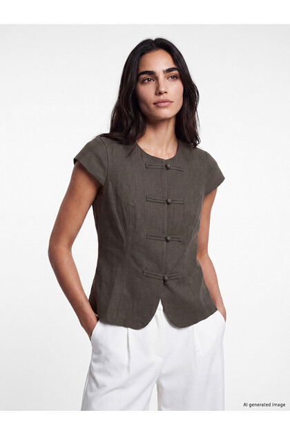I Zero Roba Collar Decorated Buttoned Blouse from Freezen Store