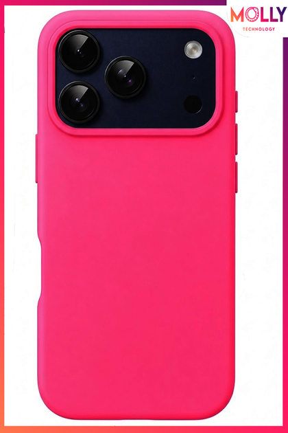 iPhone 17 PRO MAX İçin Neon Pembe Liquid İçi Kadife Mat Silikon Kılıf