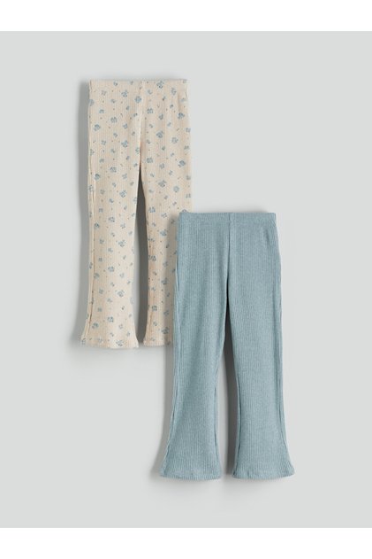 Elastic Waistband Flared Girls' Leggings 2 Pack