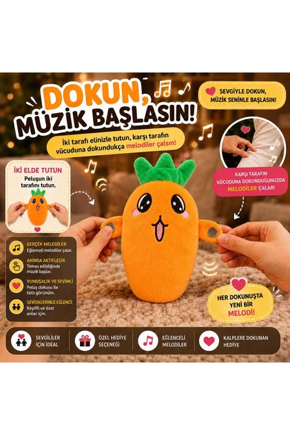 Tene,Vucuda ve Kola Dokununca Melodi Çalan Muz Peluş Oyuncak – Müzikli Eğlenceli Hediye