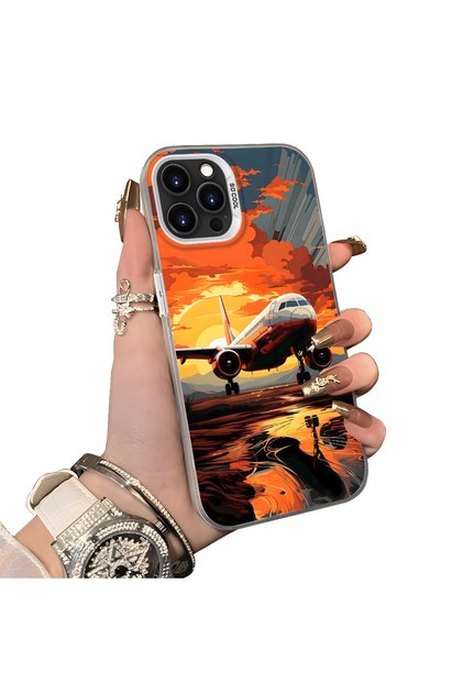 حافظة هاتف متوافقة مع هاتف iPhone 12 Pro Max مصنوعة من السيليكون بحافة صلبة وخلفية صلبة على شكل طائرة