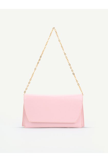 Women's Hand and Shoulder Bag with Side Chain Strap and Magnet Detail on the Cover – Stylish Portfolio Clutch