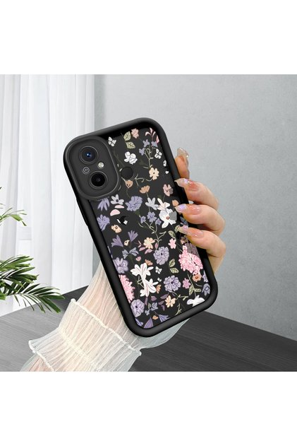 Redmi 12C Compatible Black Silicone Case with Shockproof Camera Protection