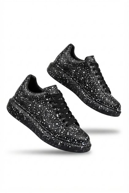 Zrk-Xb500 High Quality Black Silver Lace-Up Men's Sneaker