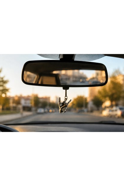 Metal Car Rearview Mirror Ornament with Black Wolf Greeting Figure – Stylish Auto Accessory