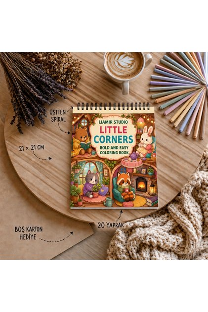 Coloring Book / Little Corner Coloring / for Children and Adults / 21X21 cm / 20 Pages