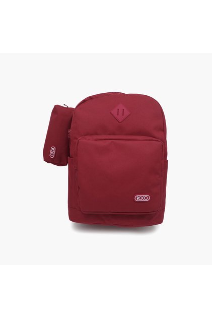 Plain 2-Piece School Backpack Set for Girls 5-8 Yrs with Pencil Case - 17 Inch