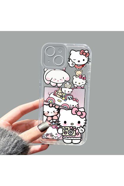 iPhone 13 Compatible Camera Protected Anti-Shock Aesthetic Print Patterned Transparent Silicone Case