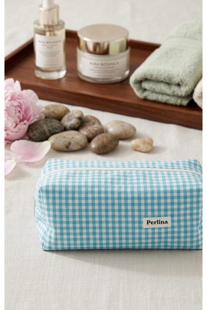 Plaid Light Blue Pen Holder Large Size