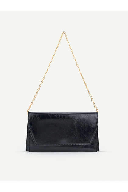 Women's Hand and Shoulder Bag with Side Magnet Detail and Chain Strap Cover - Stylish Clutch Portfolio