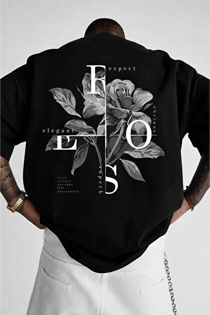 Hochwertiges, bedrucktes Unisex-T-Shirt aus 100 % Baumwolle mit Rundhalsausschnitt und kurzen Ärmeln in Schwarz