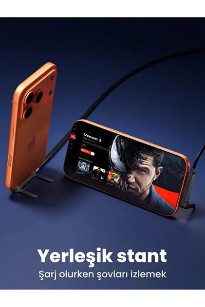 Stantlı Şarj Kablosu 240W Ultra Hızlı Type-C Şarj Data Kablosu Katlanabilir Standlı Ergonomik Tasarım