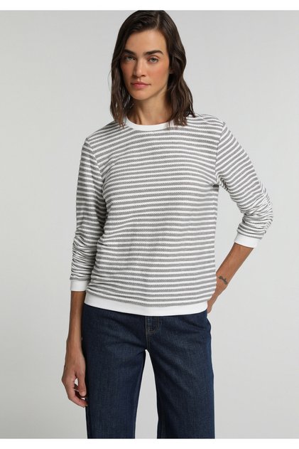 Regular Fit Round Neck Striped Women's Brown ¾ Sleeve T-Shirt