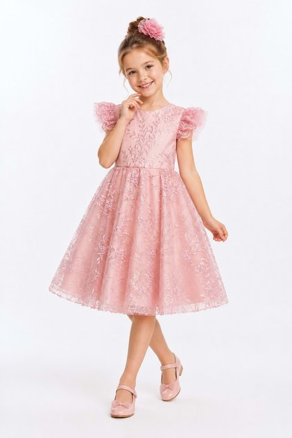 Rochie de seara pentru fete Floare M00850 ROZ DESCHIS