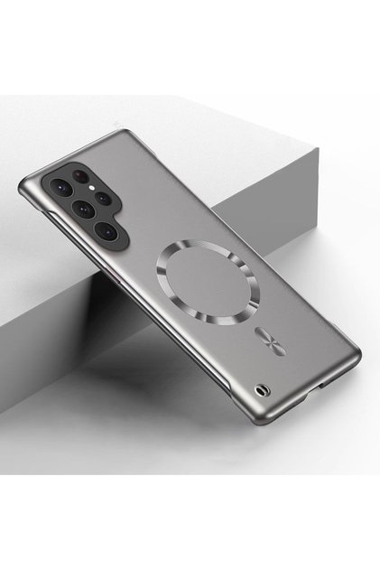 Galaxy S24 Ultra Gray Metal Painted Frameless Case For Samsung S26 S25 Edge S24 S23 S22 S21 FE Plus