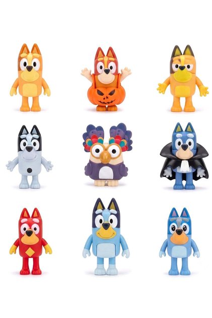 and Friends Collectible Figure Set of 9 – 6cm (2.36 Inch) Articulated Mini Action Figures | Heeler Family & Friends Dolls with Spooky Bluey, Count & Dream Owl | STEM Imaginative Play Toy &
