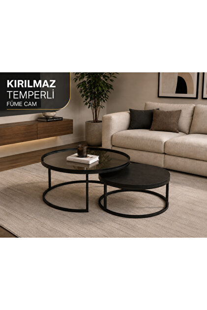 MONZA İKİLİ FÜME CAMLI ORTA SEHPA