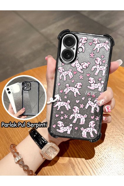 iPhone 16 Compatible Transparent Four-Corner Silicone Coated Glossy Edge Case