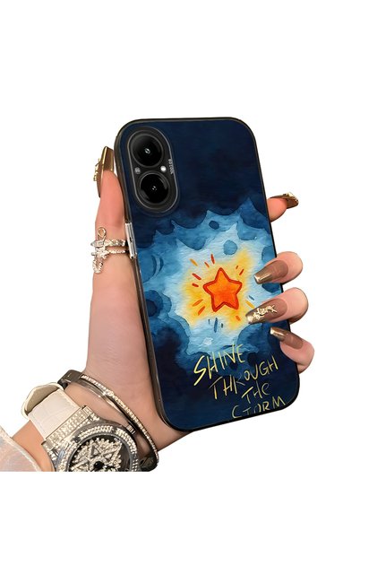 Realme 12 Lite Compatible Silicone Edge Hard Back Case Star Patterned Lover Couple Phone Case