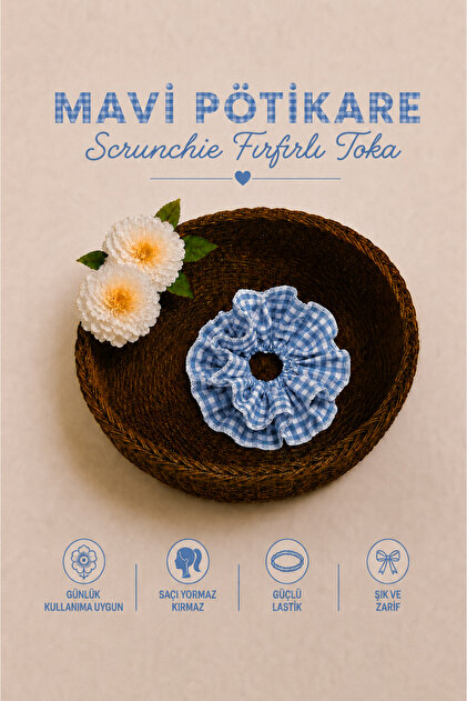 Pötikare Fırfırlı Scrunchie Toka Güçlü Lastikli Saç Tokası