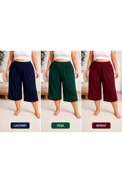 3-Pack Oversize Combed Cotton Capri Shorts – Plus Size
