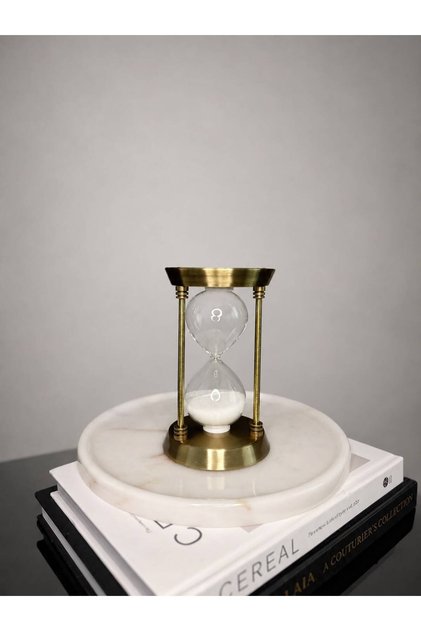 DEKORATİF ESKİTME GOLD KUM SAATİ KÜÇÜK 12X7 CM